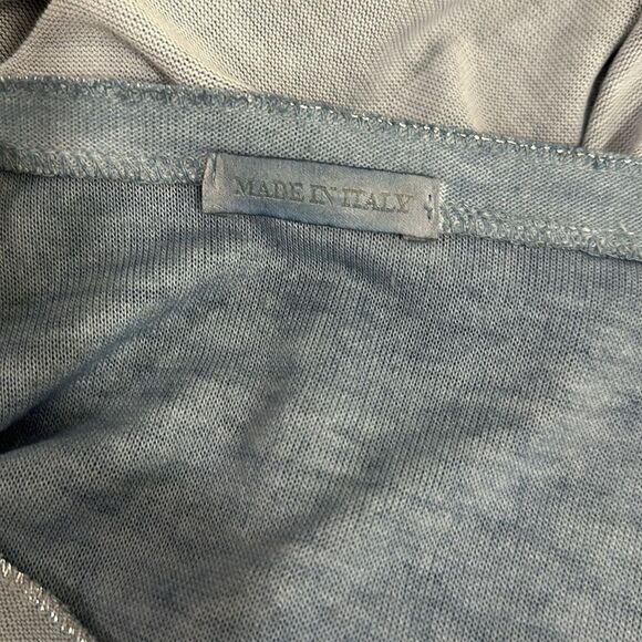 Made In Italy Foil Leopard Pattern Long Sleeve Top In Blue Size M - Picture 4 of 9